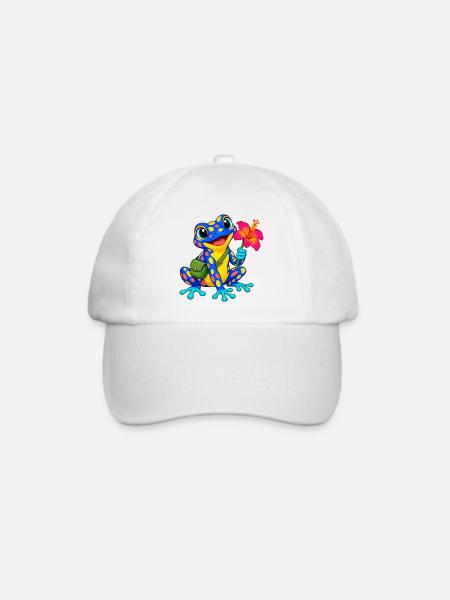 Bunter Frosch Hibiskus - Baseballkappe - Weiß/Weiß