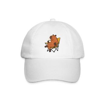 Entspanntes Capybara beim Camping - Baseballkappe - Weiß/Weiß - Vorne