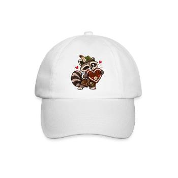 Waschbär in Tracht mit Lebkuchenherz - Baseballkappe - Weiß/Weiß - Vorne
