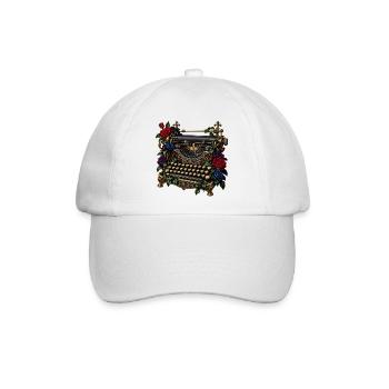 Antike Schreibmaschine mit Rosen - Baseballkappe - Weiß/Weiß - Vorne
