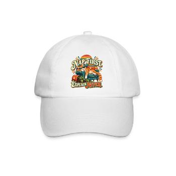 Nickerchen zuerst erklären – Nie lustige Retro-Katze - Baseballkappe - Weiß/Weiß - Vorne