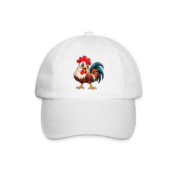 Hahn Kawaii Style – Süßer Hahn - Baseballkappe - Weiß/Weiß - Vorne
