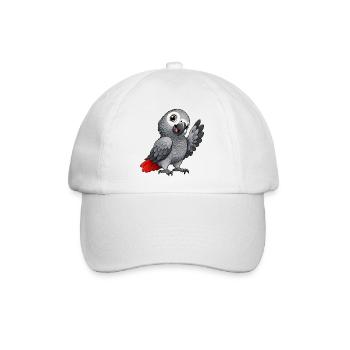 Graupapagei Kawaii Style – Süßer Papagei - Baseballkappe - Weiß/Weiß - Vorne