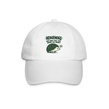 Igel und Hecke – trockener Tierwitz - Baseballkappe - Weiß/Weiß - Vorne