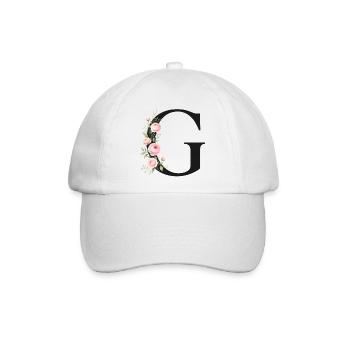 G Buchstabe Monogram Floral - Baseballkappe - Weiß/Weiß - Vorne