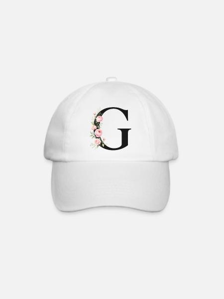 G Buchstabe Monogram Floral - Baseballkappe - Weiß/Weiß