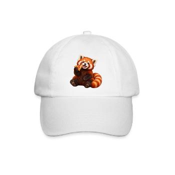Pizza-liebender Roter Panda - Baseballkappe - Weiß/Weiß - Vorne
