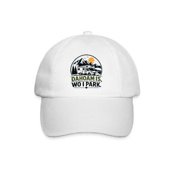 Dahoam is, wo i park, Daheim ist, wo ich parke - Baseballkappe - Weiß/Weiß - Vorne