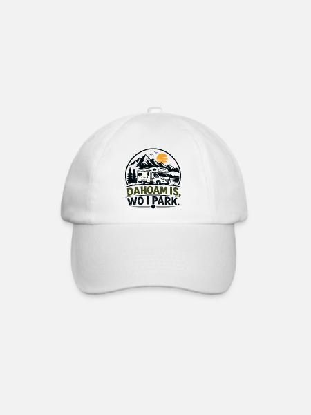 Dahoam is, wo i park, Daheim ist, wo ich parke - Baseballkappe - Weiß/Weiß