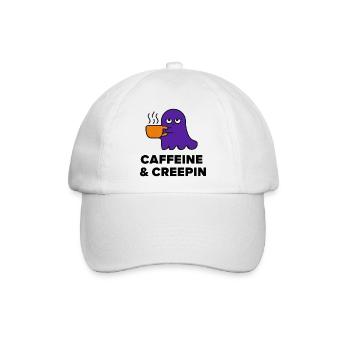 Kaffeegeist: Caffein & Creepin - Baseballkappe - Weiß/Weiß - Vorne