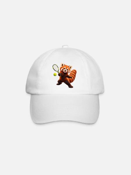 Tennis gegen Red Panda - Baseballkappe - Weiß/Weiß