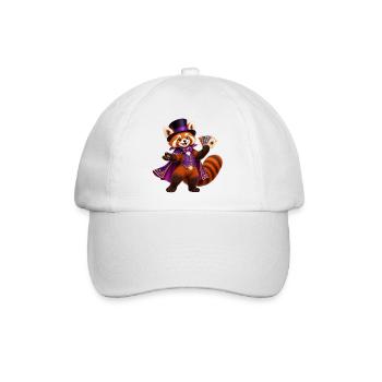 Zauberer Roter Panda mit Spielkarten - Baseballkappe - Weiß/Weiß - Vorne