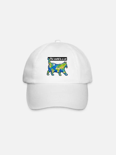 Die Welt ist eine Katze - Baseballkappe - Weiß/Weiß