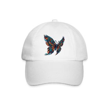 Orangefarbener Schmetterling der amerikanischen Ur - Baseballkappe - Weiß/Weiß - Vorne