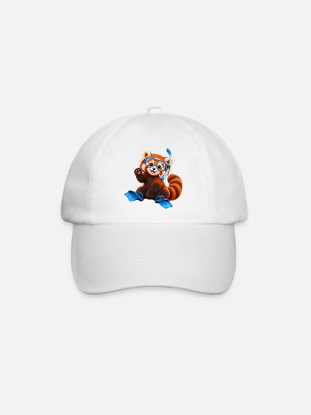 Tauchender Red Panda - Baseballkappe - Weiß/Weiß