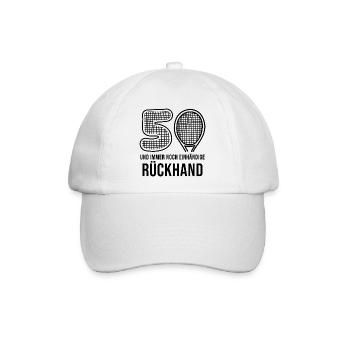 50 und immer noch einhändige Rückhand Tennis - Baseballkappe - Weiß/Weiß - Vorne