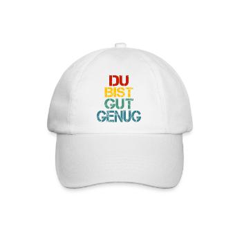 Du Bist Gut Genug Retro Bunt - Baseballkappe - Weiß/Weiß - Vorne