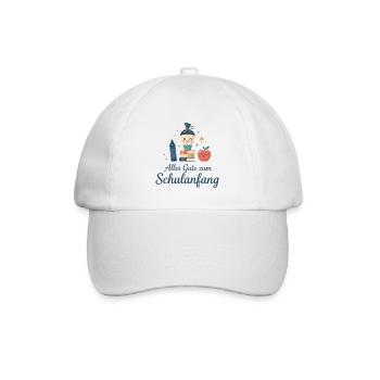 Schulanfang: Lächelnde Schulutensilien - Baseballkappe - Weiß/Weiß - Vorne