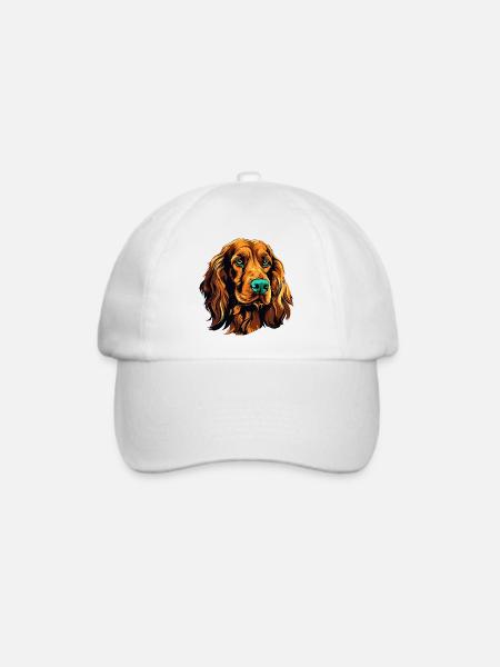 Farbiges Hundeporträt Spaniel - Baseballkappe - Weiß/Weiß
