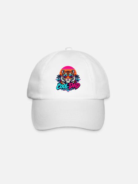 Tiger Retro Sonnenbrillen Dad - Baseballkappe - Weiß/Weiß
