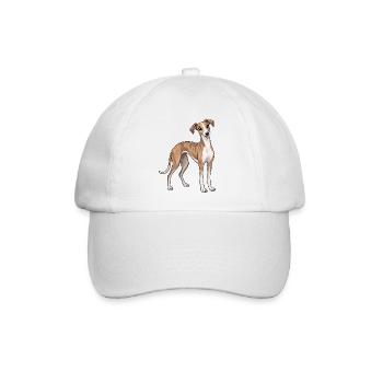 Greyhound Kawaii Style – Süßer Windhund - Baseballkappe - Weiß/Weiß - Vorne