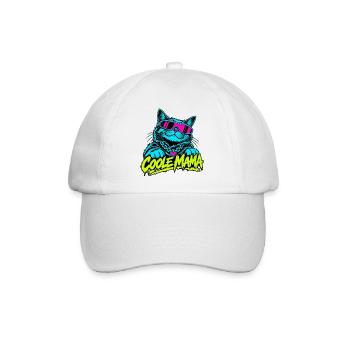 Coole Mama Katze Neon-Grafik - Baseballkappe - Weiß/Weiß - Vorne