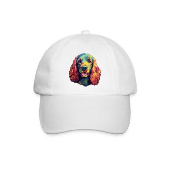 Pop Art Regenbogenhund Porträt - Baseballkappe - Weiß/Weiß - Vorne