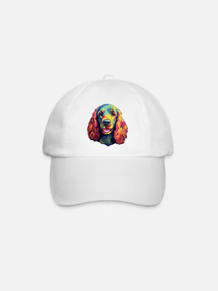 Pop Art Regenbogenhund Porträt - Baseballkappe - Weiß/Weiß
