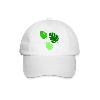 Monstera Blätter Trio Design - Baseballkappe - Weiß/Weiß - Vorne