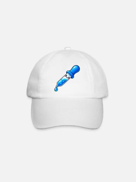 Kawaii Blauer Tropfendropper - Baseballkappe - Weiß/Weiß