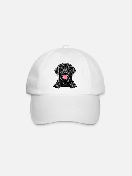 Schwarzer Labrador - Baseballkappe - Weiß/Weiß