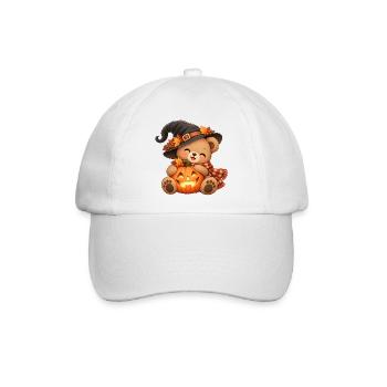 Halloween-Teddy mit Kürbis - Baseballkappe - Weiß/Weiß - Vorne