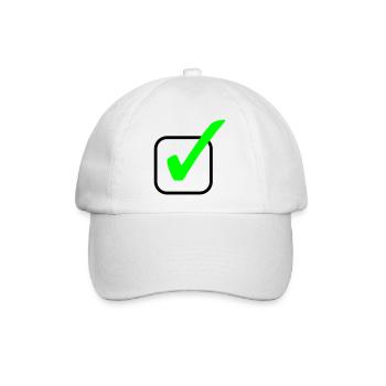 Neon-Grüner Haken Print - Baseballkappe - Weiß/Weiß - Vorne