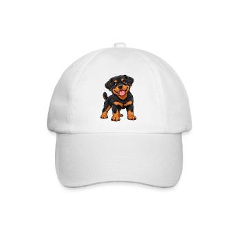 Rottweiler Kawaii Style – Süßer Hund - Baseballkappe - Weiß/Weiß - Vorne