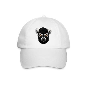 Katta mit Sturmhaube – Frecher Lemur - Baseballkappe - Weiß/Weiß - Vorne