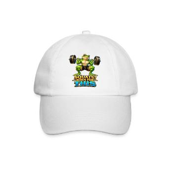 Kniebeugen? Dafür geboren – Muscle Frog - Baseballkappe - Weiß/Weiß - Vorne