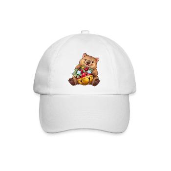 Wombat mit fröhlicher Beerenglocke - Baseballkappe - Weiß/Weiß - Vorne