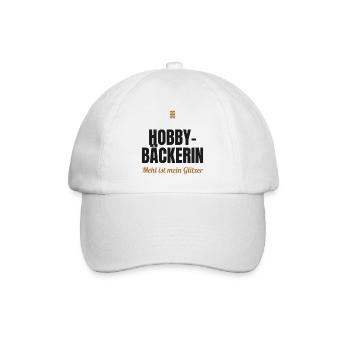 Hobby-Bäckerin – Mehl ist mein Glitzer - Baseballkappe - Weiß/Weiß - Vorne