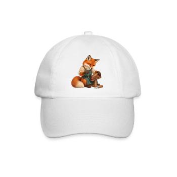 Fuchs näht eine Schuhsohle - Baseballkappe - Weiß/Weiß - Vorne