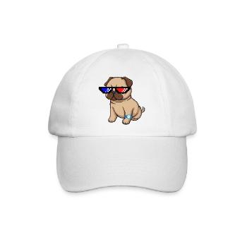 Pixel Shades Pug - Baseballkappe - Weiß/Weiß - Vorne