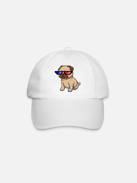 Pixel Shades Pug - Baseballkappe - Weiß/Weiß