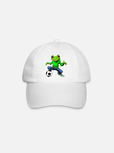 Fussball Frosch - Baseballkappe - Weiß/Weiß