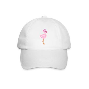 Flamingo mit Flower Headband - Baseballkappe - Weiß/Weiß - Vorne