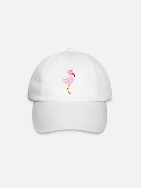 Flamingo mit Flower Headband - Baseballkappe - Weiß/Weiß