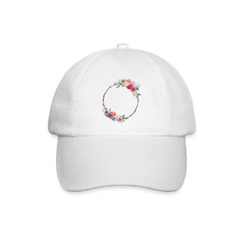 Rustikaler VBlumenkranz personalisierbar - Baseballkappe - Weiß/Weiß - Vorne