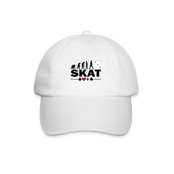 Skat Kartenspiel Evolution Lustig für Skatspieler - Baseballkappe - Weiß/Weiß - Vorne