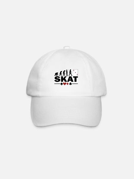 Skat Kartenspiel Evolution Lustig für Skatspieler - Baseballkappe - Weiß/Weiß