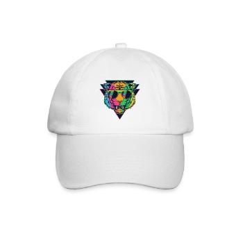 Bunter Tiger mit Brille - Baseballkappe - Weiß/Weiß - Vorne