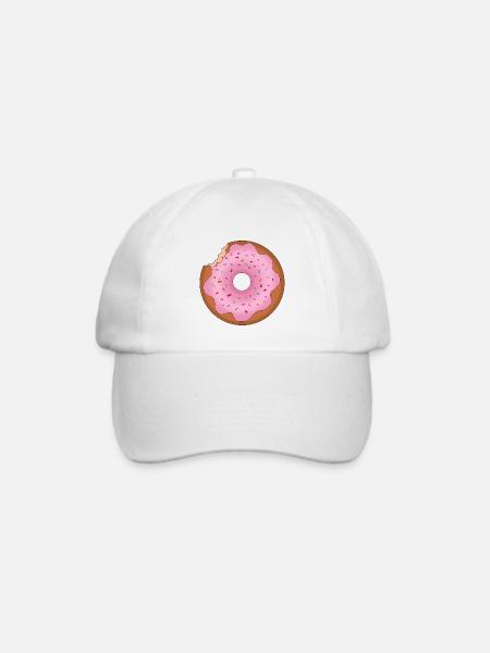 Rosa Donut - Baseballkappe - Weiß/Weiß