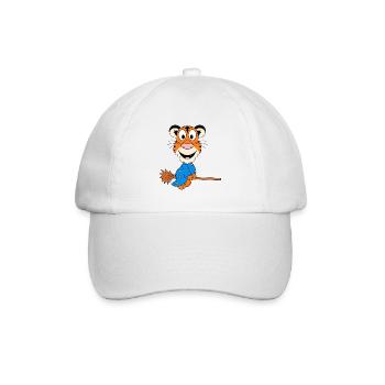 TIGER - HEXE - HEXENBESEN - TIER - KIND - BABY - Baseballkappe - Weiß/Weiß - Vorne